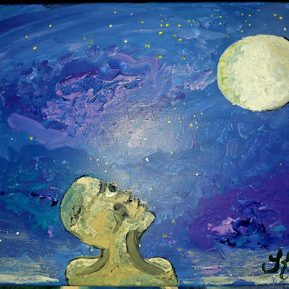 Abstract Blue and Purple Night Sky Art